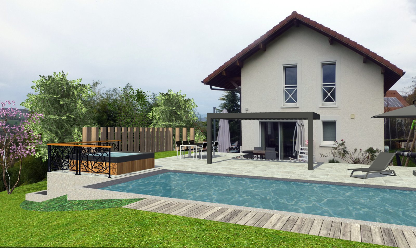 Amenagement exterieur terrasse particulier - 2B paysage concept - bureau d’étude spécialisé dans le domaine de l’architecture du paysage.